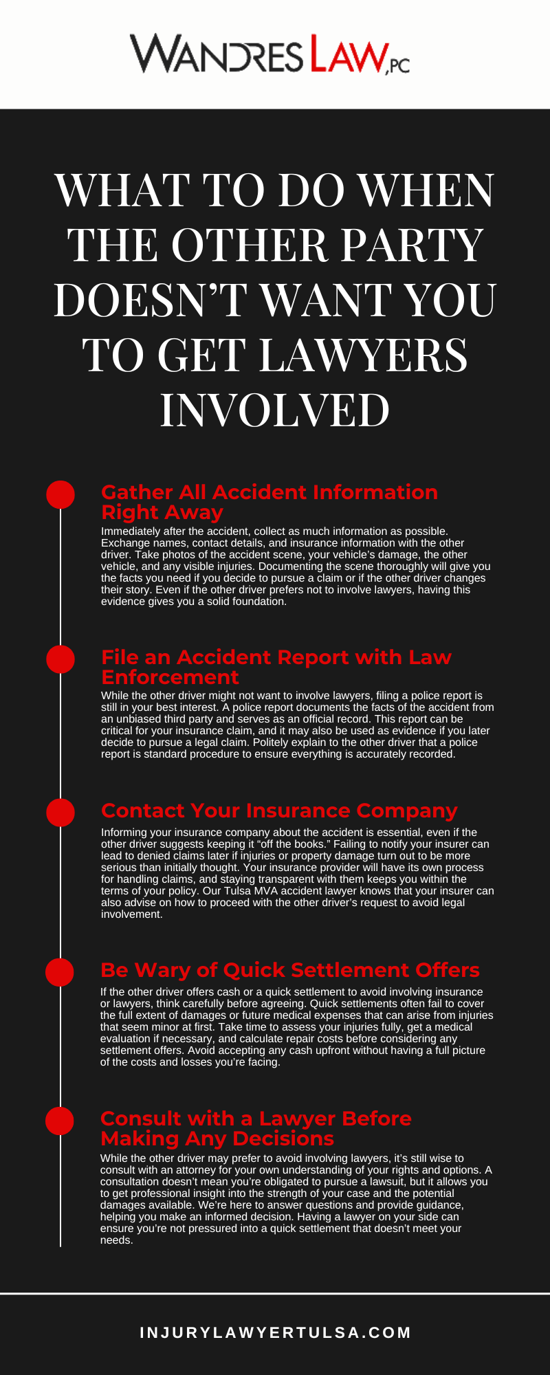 What To Do When The Other Party Doesn't Want You To Get Lawyers Involved infographic