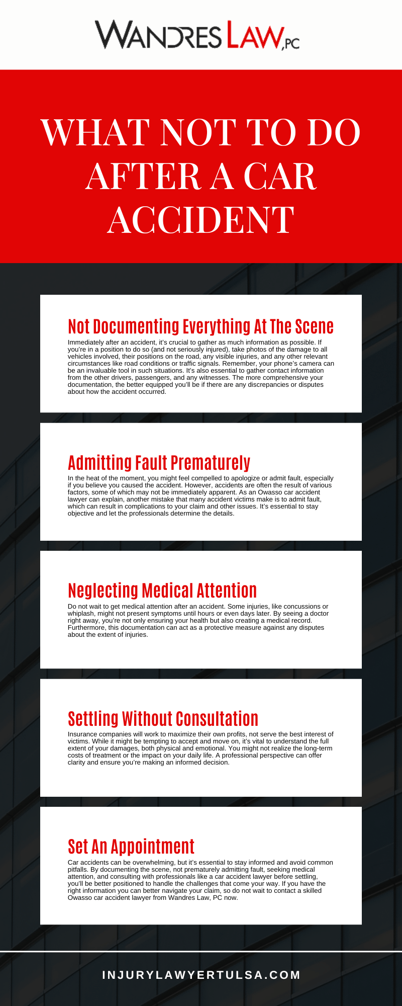 What Not To Do After A Car Accident Infographic